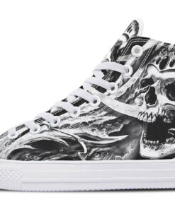 terrifying skull warrior high top canvas shoes