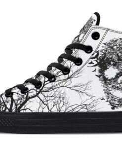 the art of skull and raven high top canvas shoes