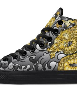 the golden dragon is threatening high top canvas shoes