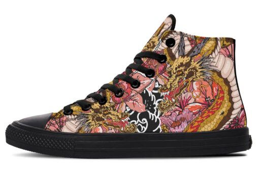 the yellow dragon high top canvas shoes