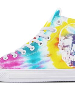 tie dye skeleton high top canvas shoes