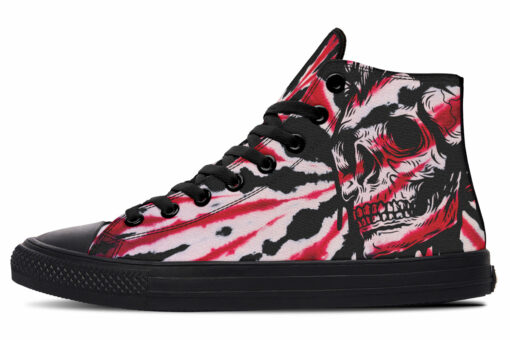 tie dye skull red white high top canvas shoes