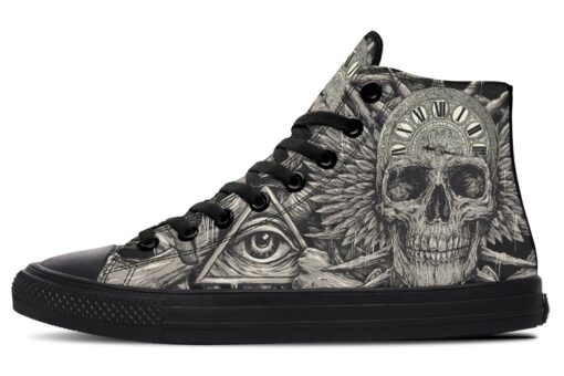 time is running out skull high top canvas shoes