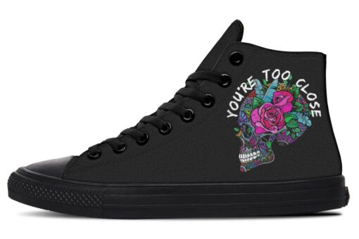 too close flowers high top canvas shoes