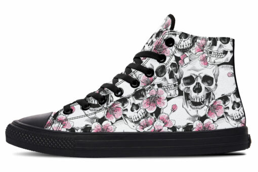 too many skulls high top canvas shoes