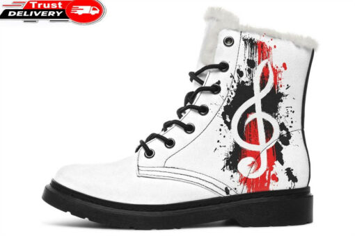 treble clef abstract faux fur leather boots
