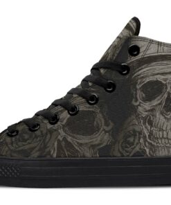 trucker skull and rose high top canvas shoes