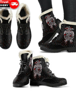 tyr tattoo blood faux fur leather boots a27