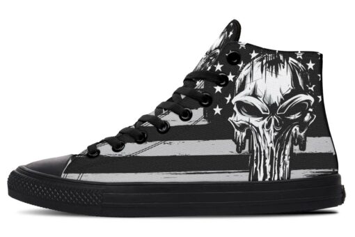 usa punisher black white high top canvas shoes
