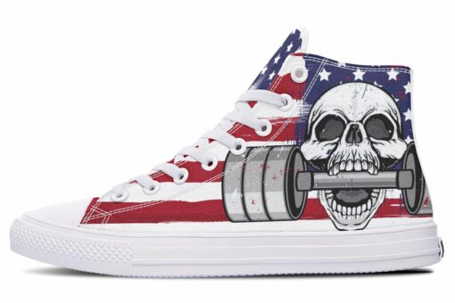 usa skull and weights high top canvas shoes
