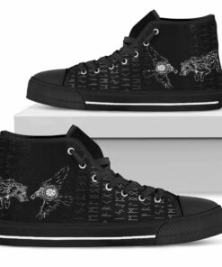 viking high top shoe raven and wolf special tattoo
