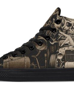 vintage car sexy and skull high top canvas shoes