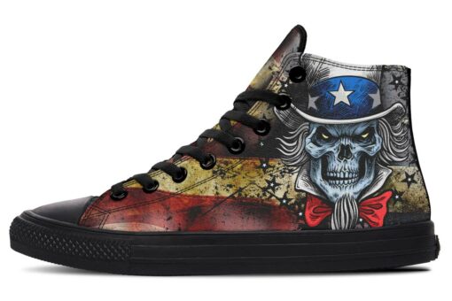 vintage skull and hat flag high top canvas shoes