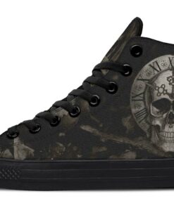 vintage skull clock high top canvas shoes