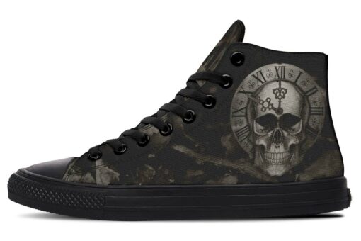 vintage skull clock high top canvas shoes