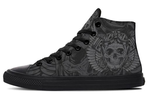 vintage skull rider high top canvas shoes