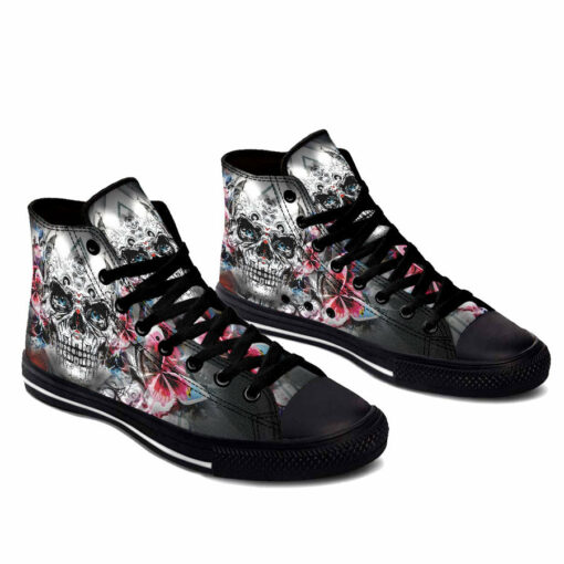 war flower skull high top shoes