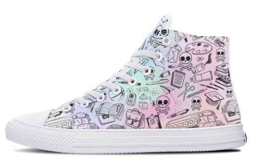 watercolor abstact skull high top canvas shoes