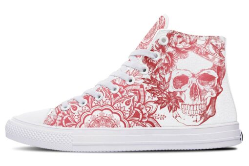 watercolor red skull high top canvas shoes