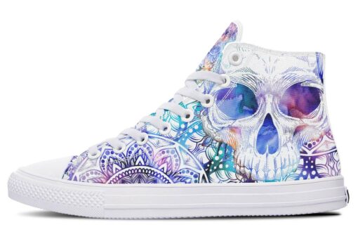 watercolor skull madness high top canvas shoes