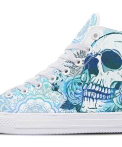 watercolor sky skull high top canvas shoes