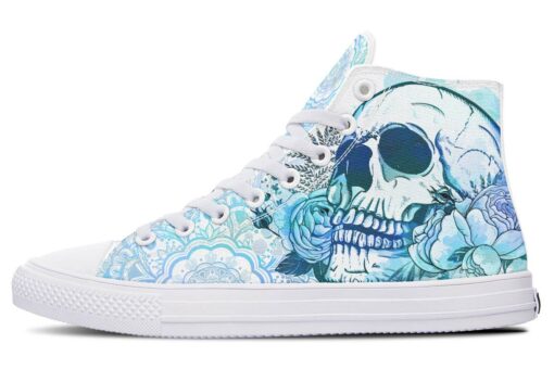 watercolor sky skull high top canvas shoes