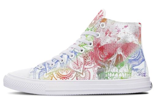 watercolors skeleton high top canvas shoes