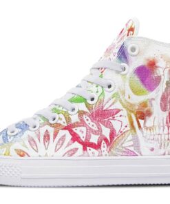 watercolors skull party high top canvas shoes