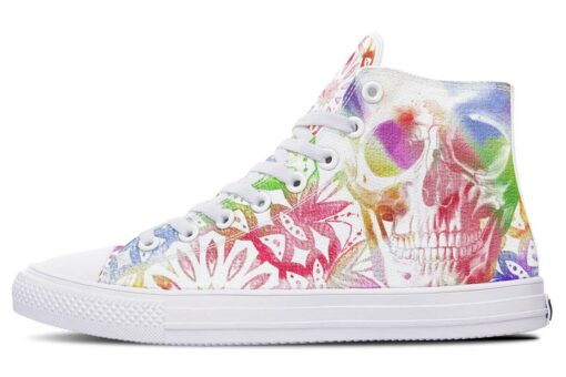 watercolors skull party high top canvas shoes