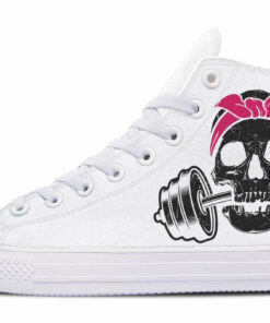 white skull weight high top canvas shoes