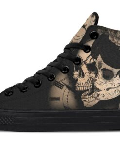woman and skull high top canvas shoes
