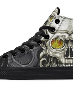 yellow eyes wave skull high top canvas shoes