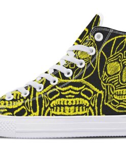 yellow skull sewing high top canvas shoes